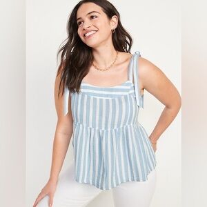 NWT Old Navy Tie-Shoulder Striped Smocked Babydoll Cami Swing Blouse